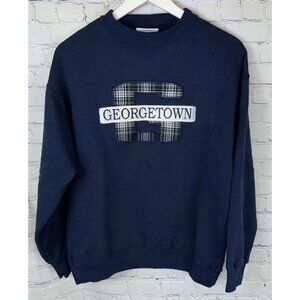 Vintage CRABLE SPORTSWEAR Georgetown University Navy Blue Sweatshirt Size Large